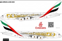 Декаль Эйрбас Эмирэйтс А-380 50лет ОАЕ 1\144