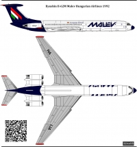 Декаль Ильюшин Ил-62М Malev масштаб 1\144
