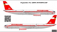 Декаль Туполев Ту-204 Интерфлюг 1\144