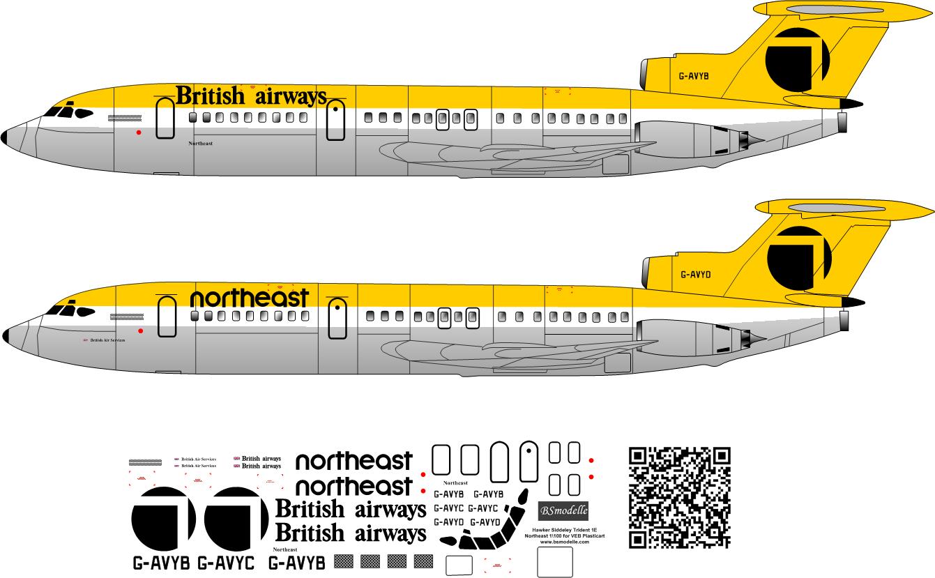 Декаль HS121 Трайдент Northeast(British Airways) 1\100