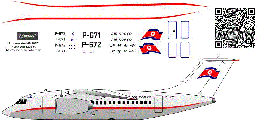 Декаль Антонов Ан-148 AIR KORYO 1\144