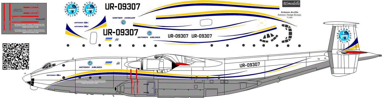 Декаль Антонов Ан-22А Авиалинии Антонова 1\144