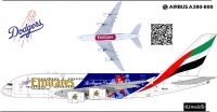 Декаль Эйрбас А-380 Эмирейтс Лос Анжелес Доджерс  1\144