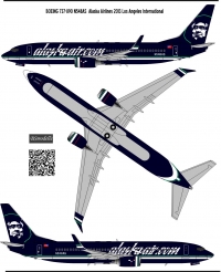 Декаль Боинг-737 800 Аляска Эйрлайнз 1\144