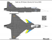 Декаль Saab Jas 39 Gripen  ВС Украиньі 1\72