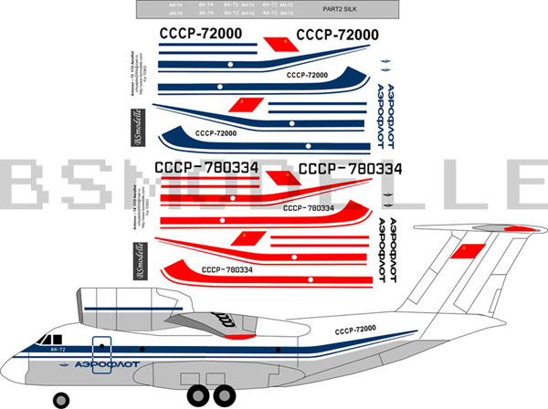 72-01 PAS-DECALS ANTONOV AN-72 RUSSIAN AIR FORCE LASER DECAL 1/144 NEW 