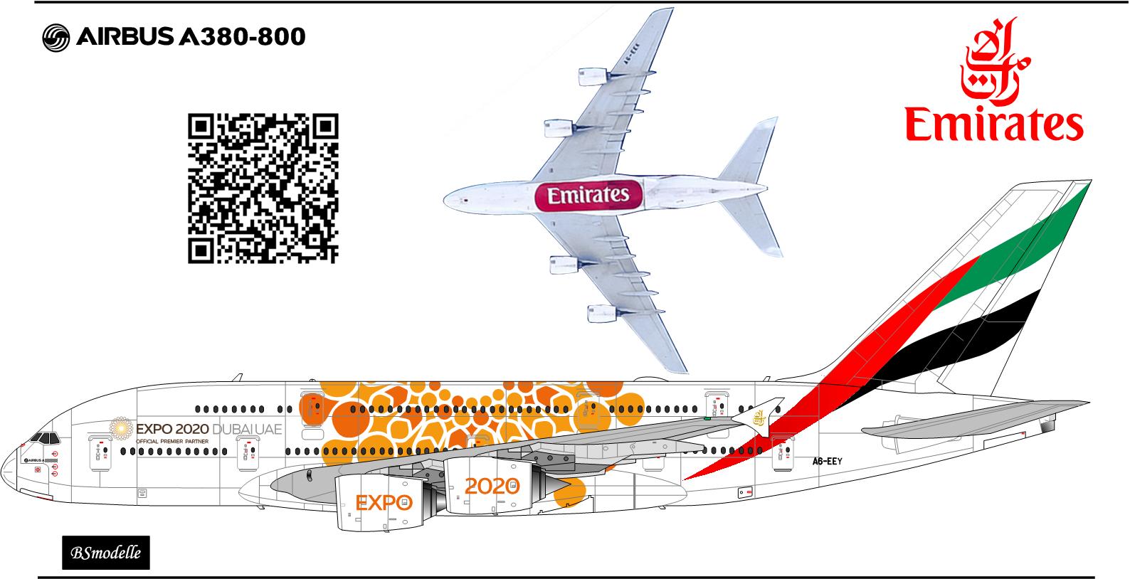 Airbus A380 Emirates EXPO2020   decal 1\144 for Revell 