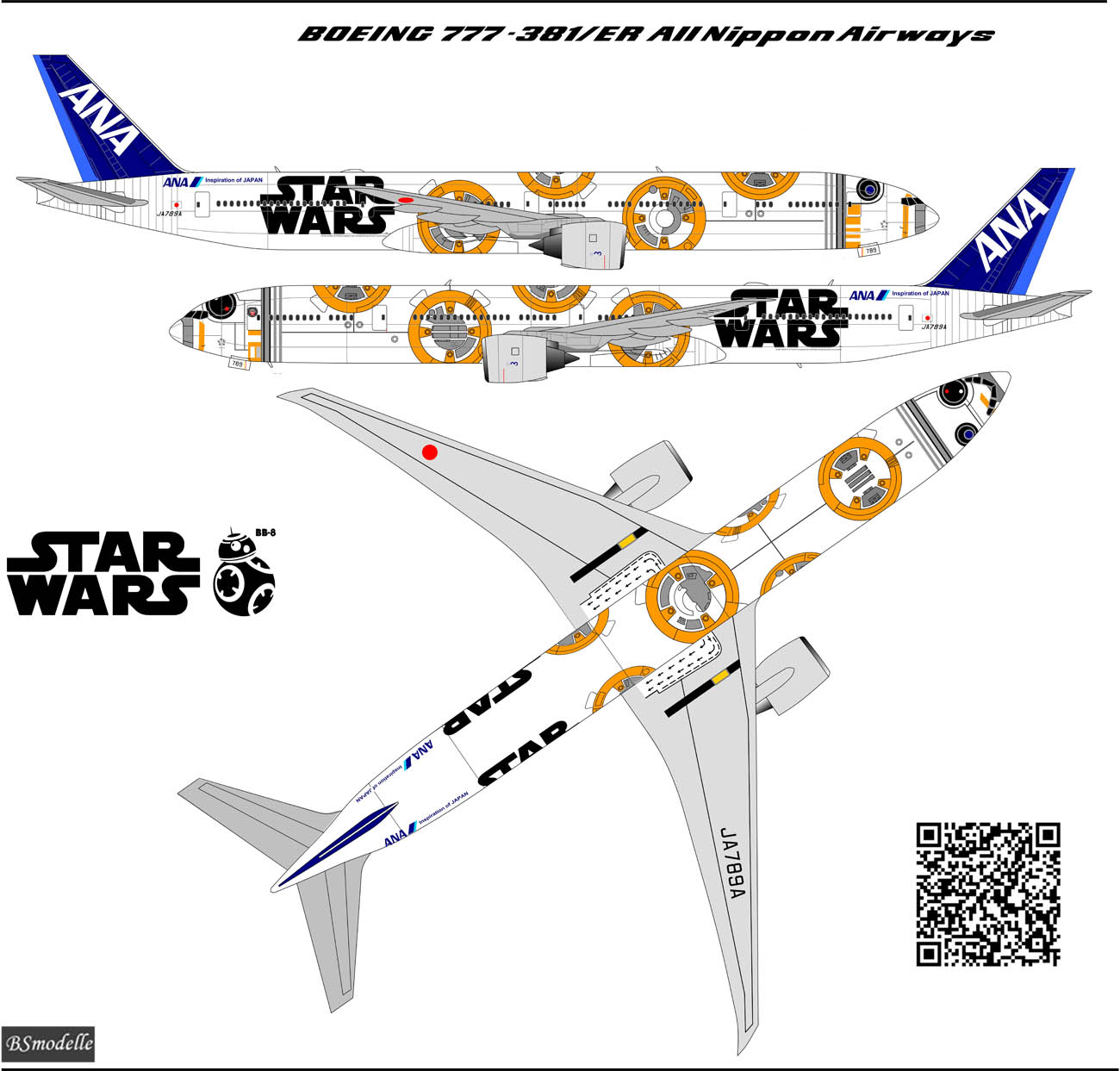 Boeing 777 300er Ana Star Wars Decal 1 144