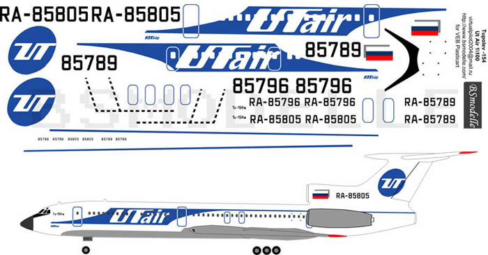Maquette Avion Tupolev TU154 Playfix Kits - Échelle 1:100 - International Airliner - Vintage